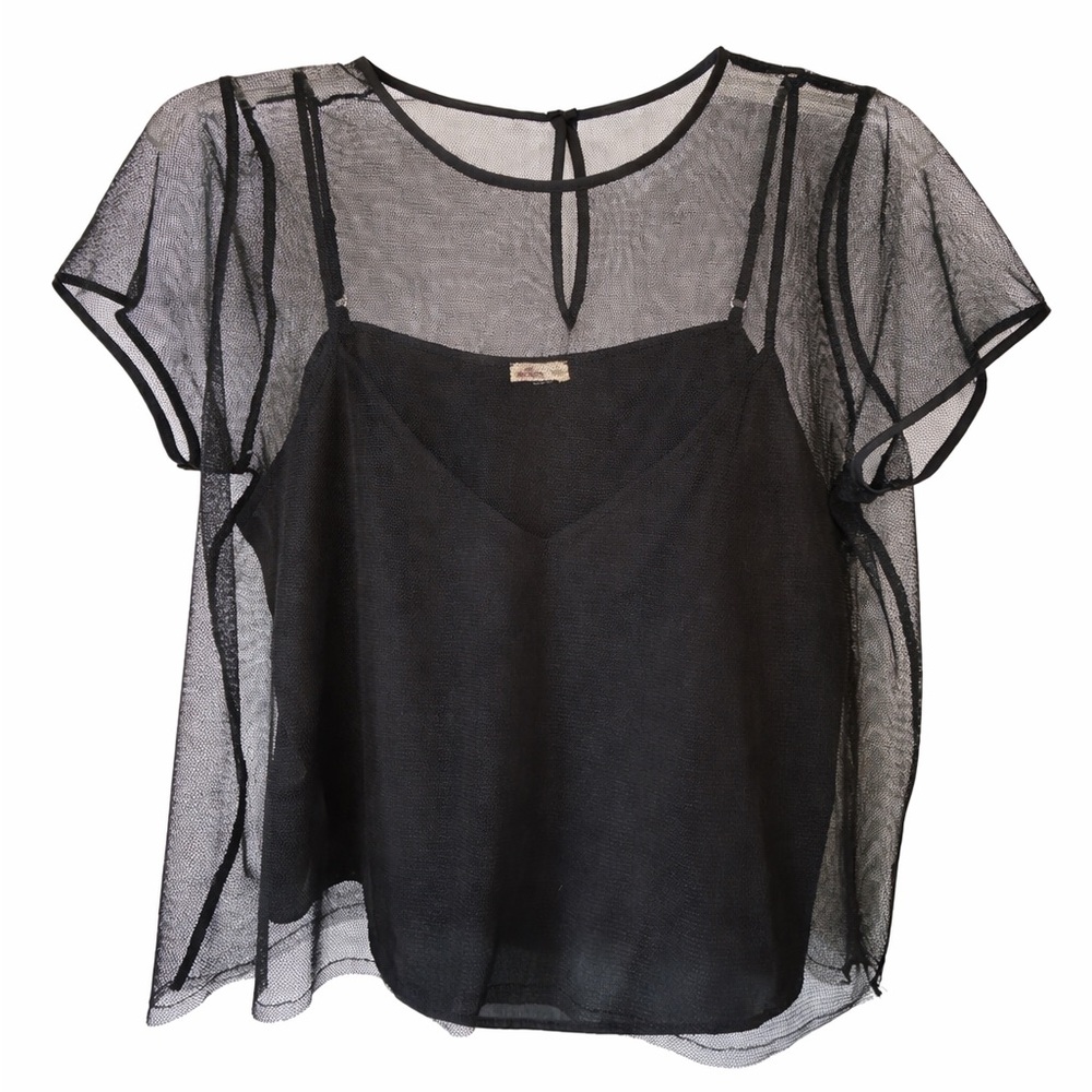 Hollister Black Mesh Top size L